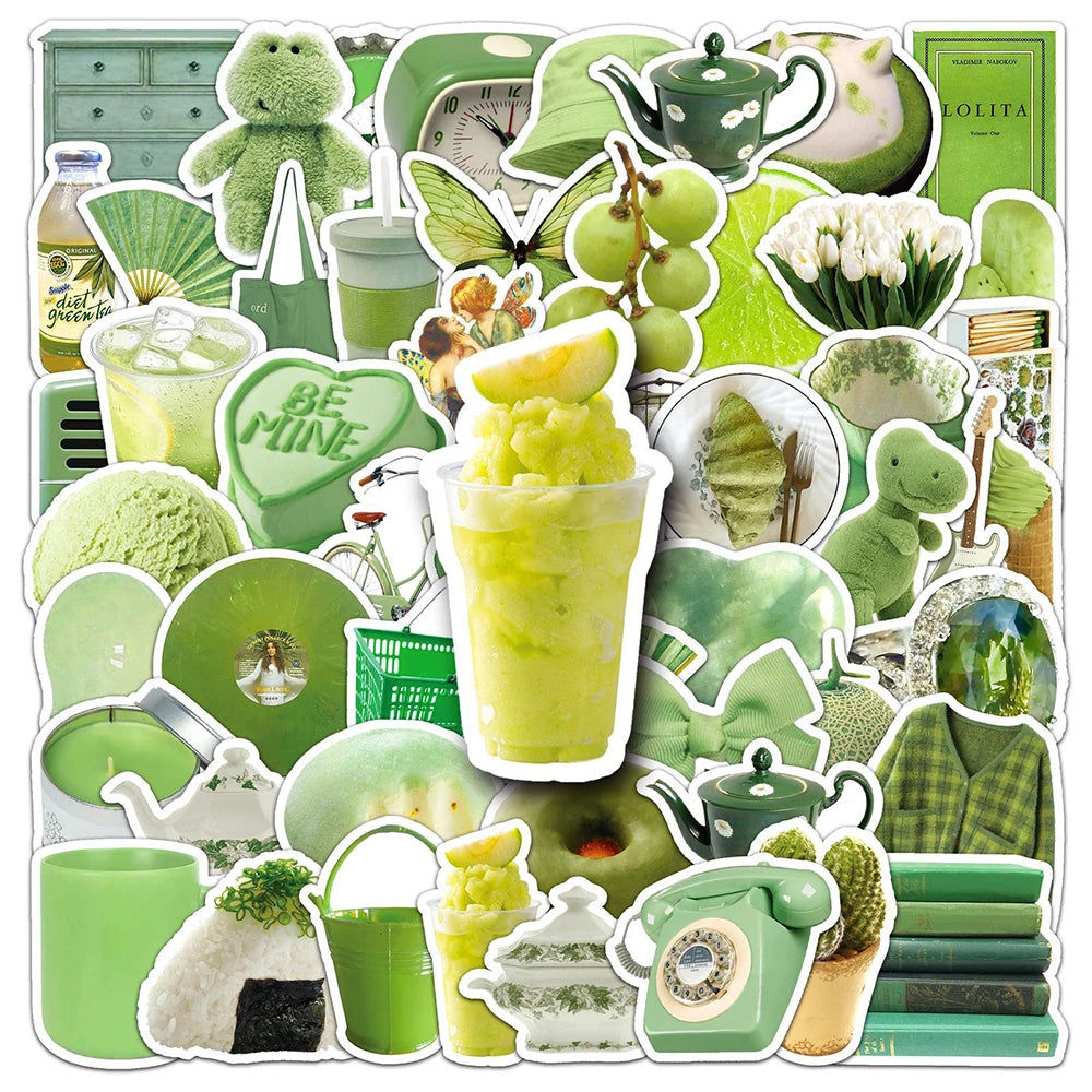 10/30/50PCS Ins Style Cartoon Green Stickers Decal Waterproof Skateboard Laptop Phone Motorcycle Guitar Car Sticker Toy Graffiti