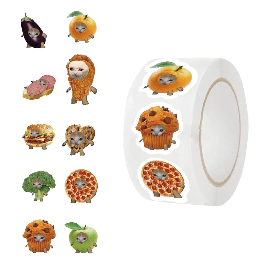 500pcs Cats And Food Reward Stickers Encouragement Sticker Roll For Kids Motivational Stickers With Cute Animals For Students