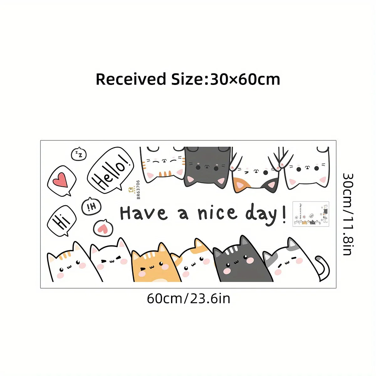 Cute Cartoon Cat Wall Stickers - "Have A Nice Day" Decals for Kids Room & Living Room Decor