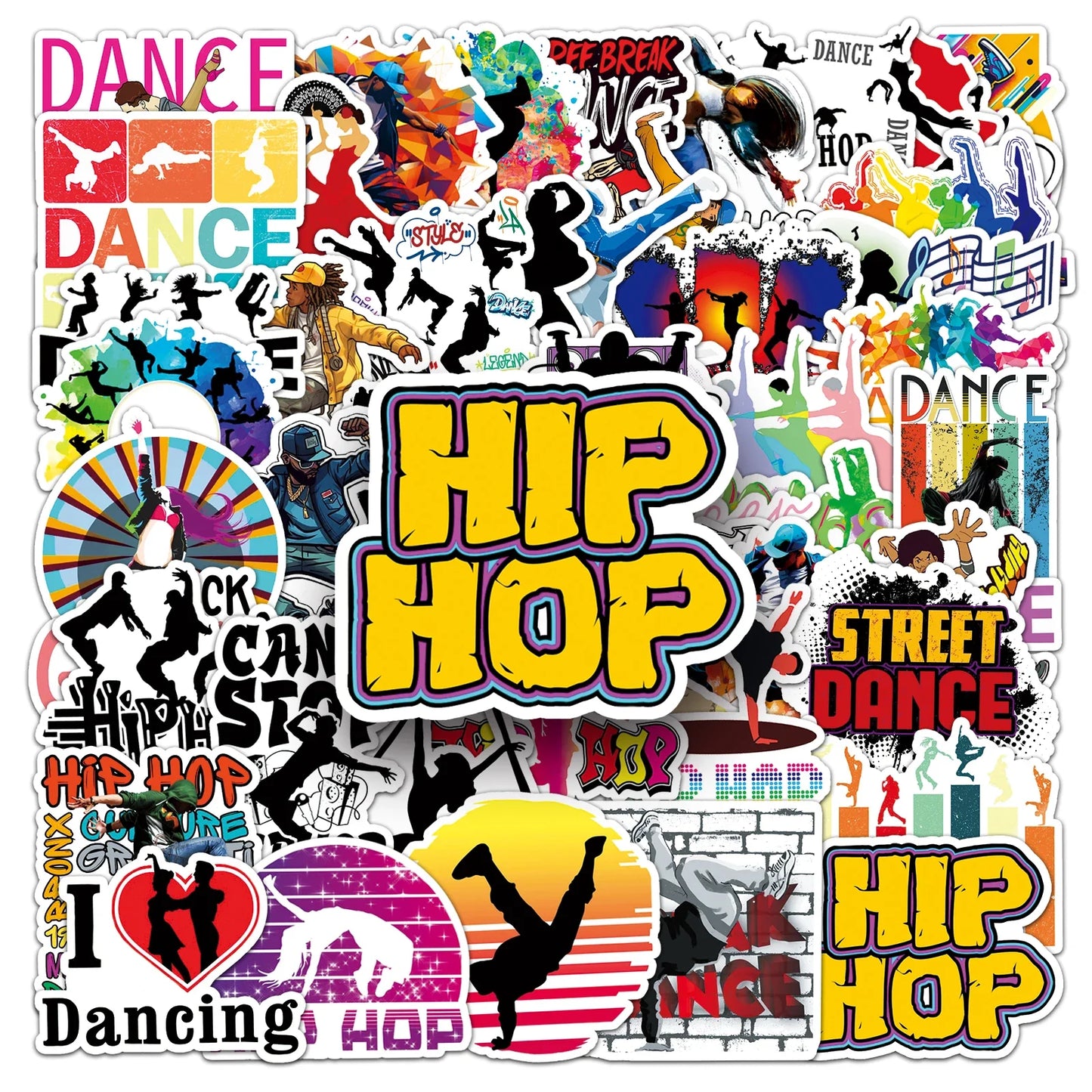 50Pcs Hiphop Cartoon Waterproof Vinyl Stickers for Skateboard Snowboard