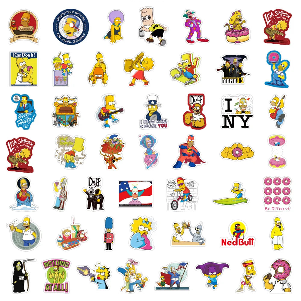 10/30/50/100pcs Funny Cartoon Simpsons Anime Stickers Decoration Laptop Suitcase Phone Car Cool Waterproof Sticker for Kids Toys