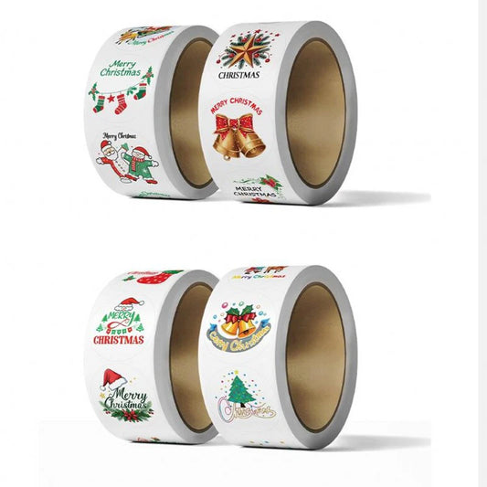 50-500Pcs Merry Christmas Stickers Christmas Theme Seal Labels Stickers For DIY Gift Baking Package Envelope Stationery Decor