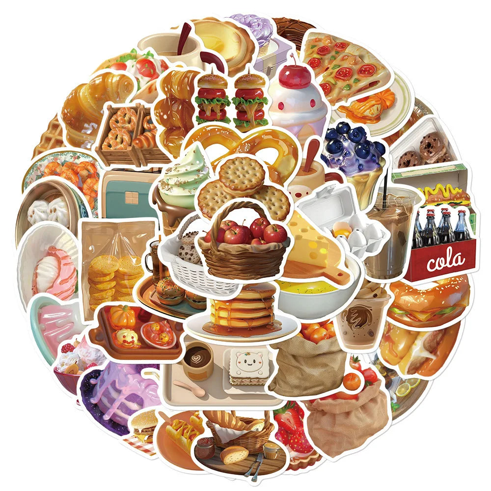 Bread Food Stickers Decals for Water Bottle, Luggage, Phone, Guitar, Bike, Car, Motorcycle, Scrapbook (10/30/50PCS)