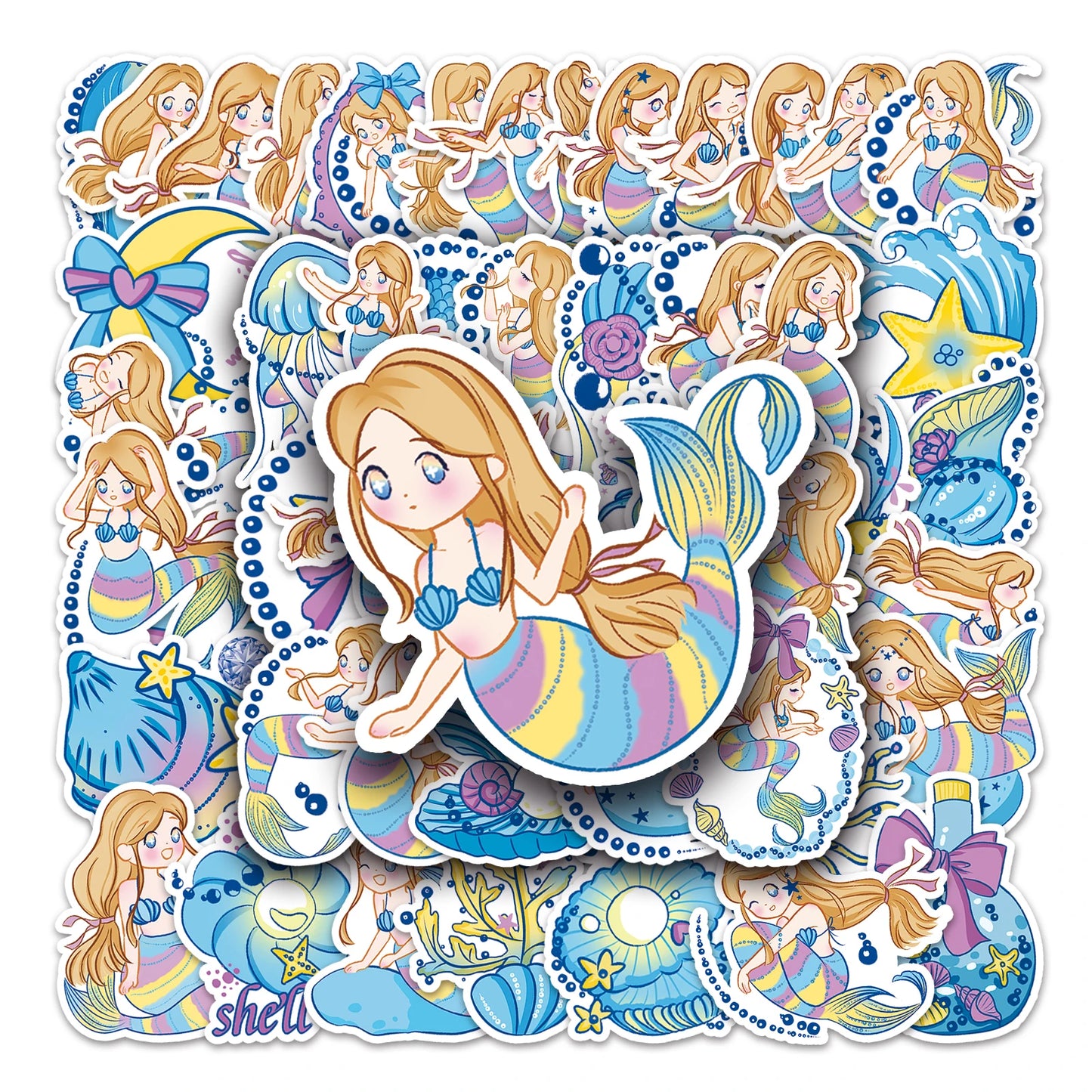 50Pcs Cute Fish Series Waterproof Vinyl Stickers for Skateboard Snowboard Decals