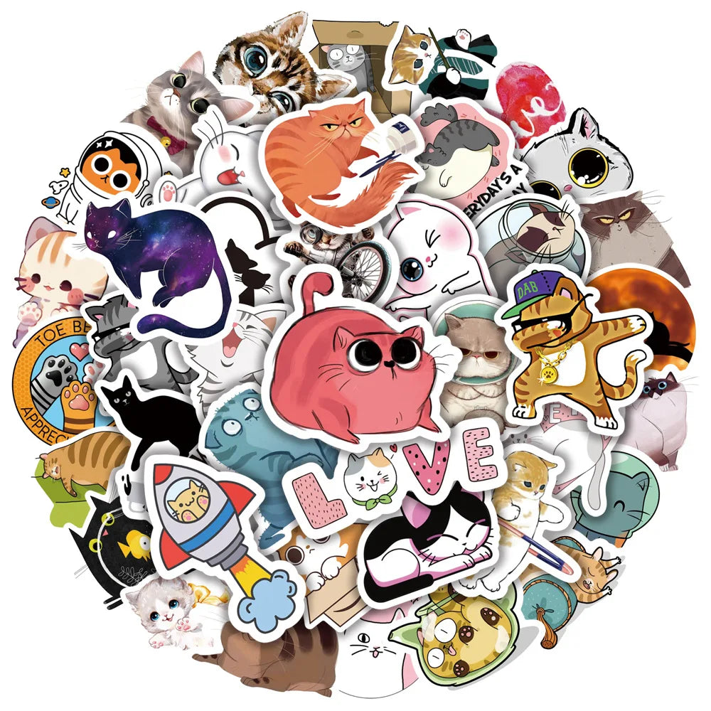 Cute Cat Stickers Pack for Laptops & Notebooks
