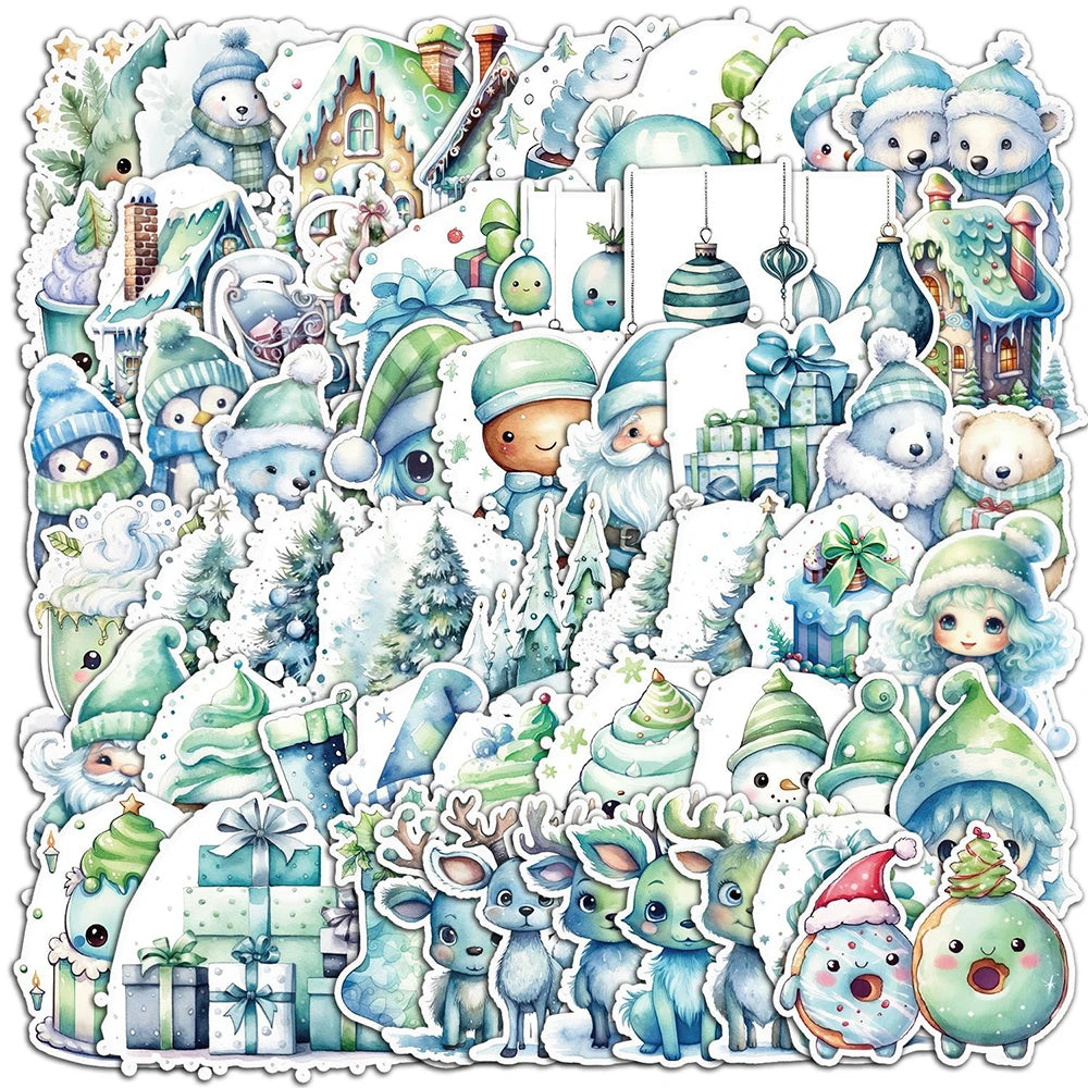 Santa Claus Christmas Stickers Set - Cute Cartoon Aesthetic for Scrapbook, Laptop, Phone, Suitcase