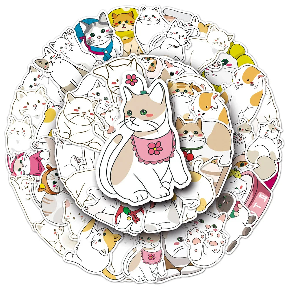 Cat Cartoon Stickers for Phone Laptop Luggage Skateboard Decals 10/30/50PCS