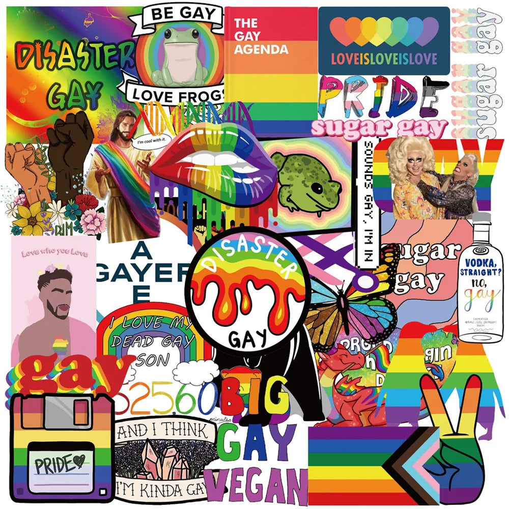 LGBT Pride Rainbow Stickers Pack - Waterproof Decals for Luggage, Laptop, Phone, Bike, Car, Guitar