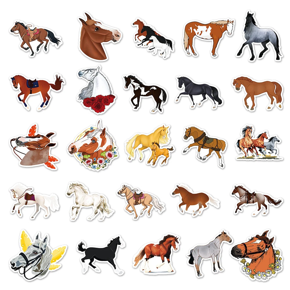 10/30/50PCS Cartoon Horse Stickers Cool Animals Graffiti Decals DIY Laptop Motorcycle Bicycle Helmet Suitcase Wall Sticker Toys