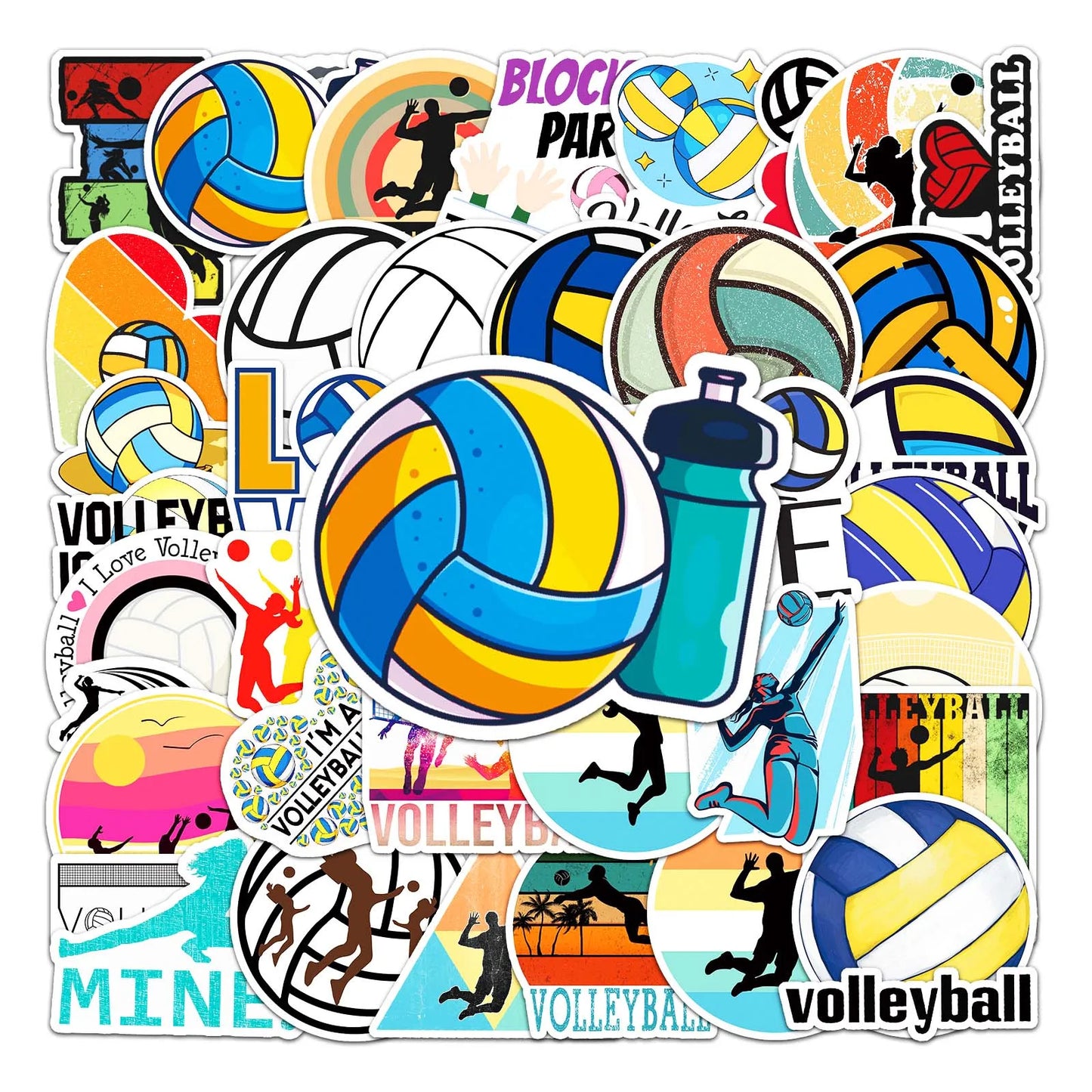 50Pcs Volleyball Cartoon Waterproof Vinyl Stickers for Skateboard Snowboard