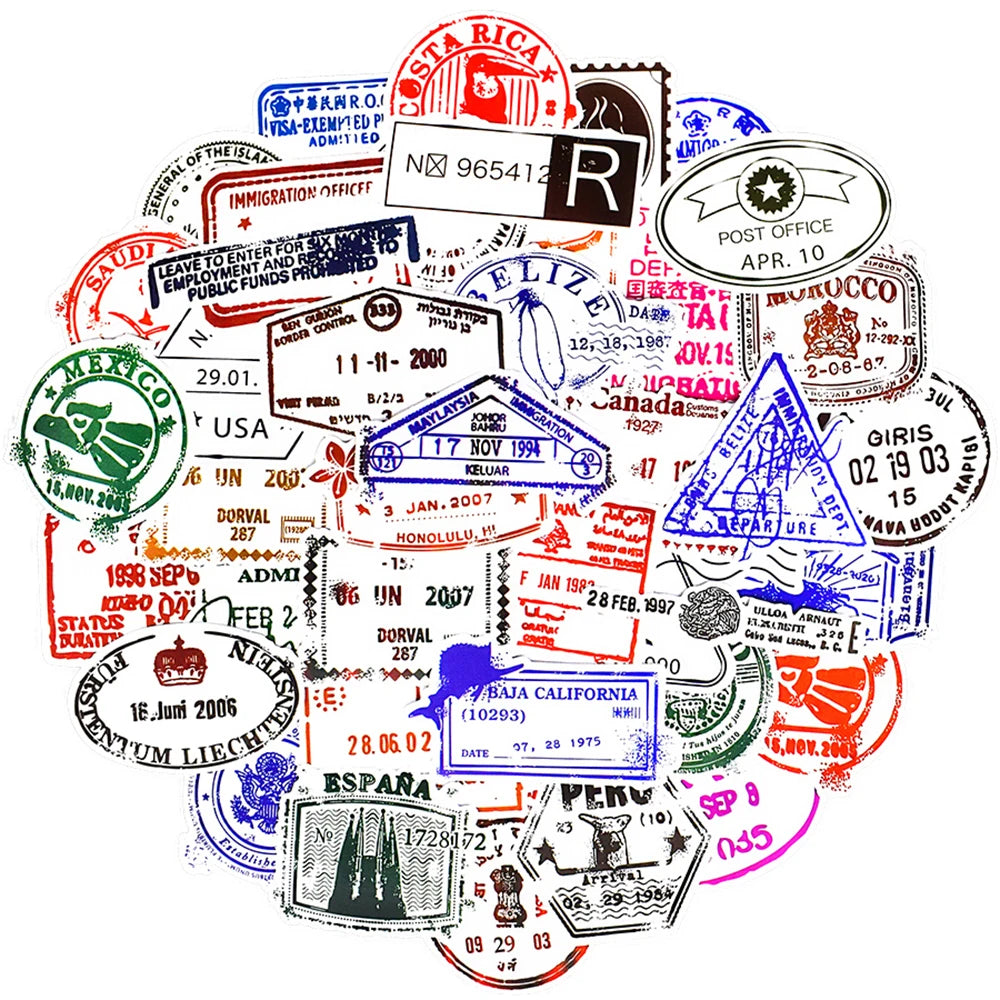 Vintage Transparent Postmark Stamp Stickers Decals for Luggage, Scrapbook, Phone, Suitcase, Kids DIY Toys - 10/30/50pcs