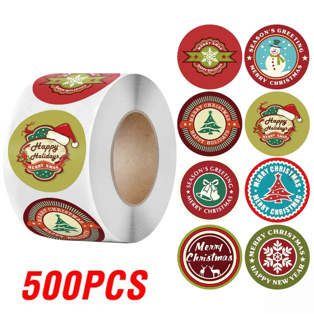 1" Christmas Seal Stickers: 100-500Pcs for Gifts & Decor