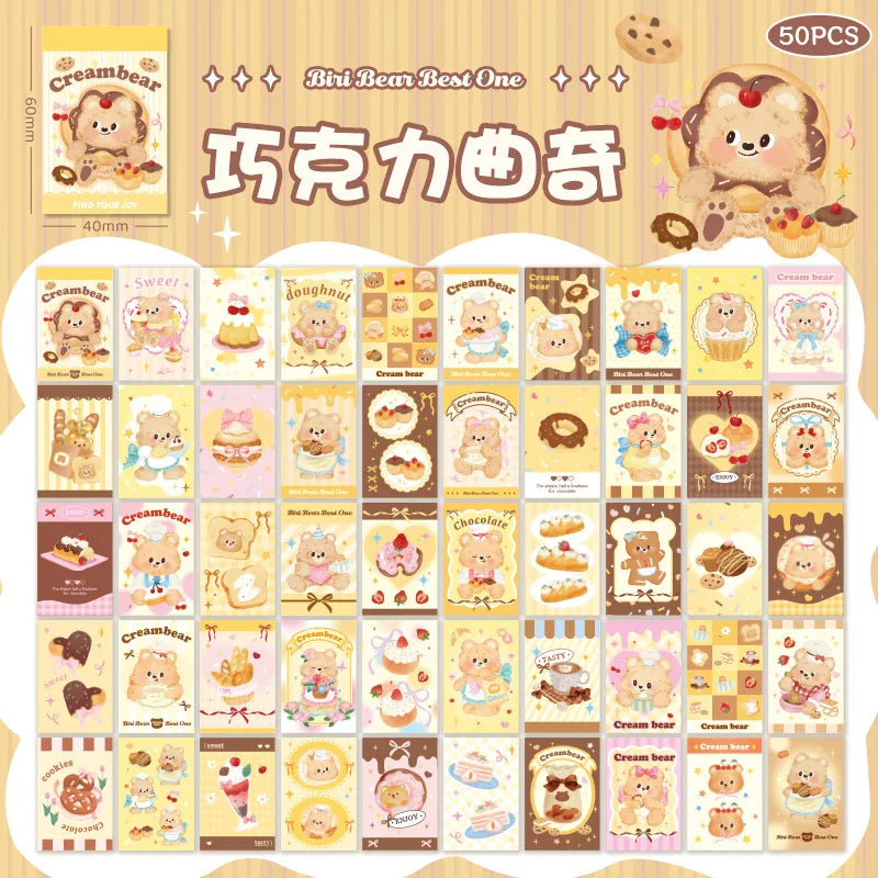 50pcs Retro Bear Stickers for Phone, Camera, Journal