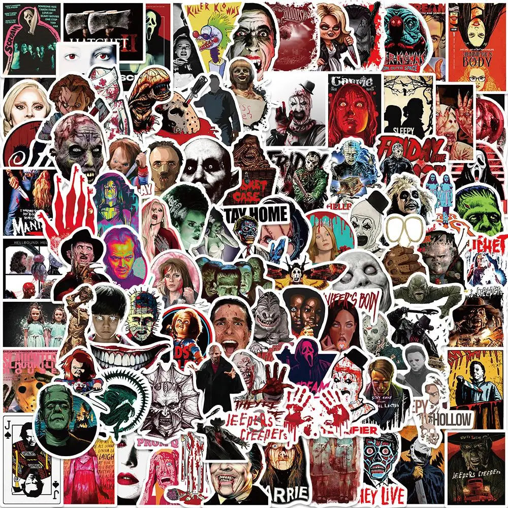 Horror Movie Character Stickers 10/25/50/100PCS Decals for Car, Guitar, Luggage, Kids Gift