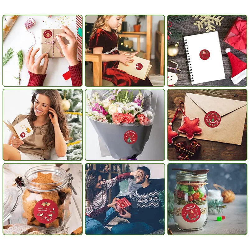 500Pcs/Roll Merry Christmas roll Self-Adhesive Label Sealing Decorative Stickers Office Stationery