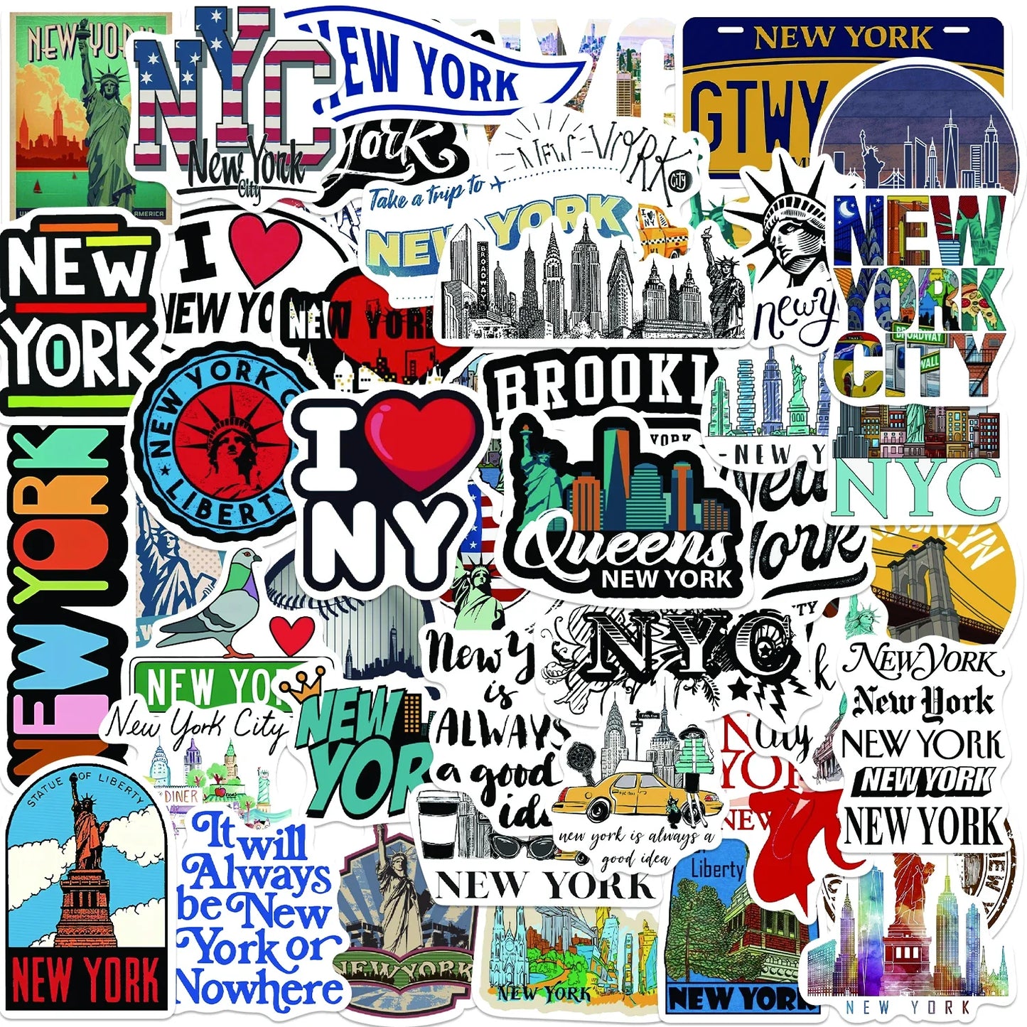 50Pcs New York Stickers Waterproof Decals for Kids