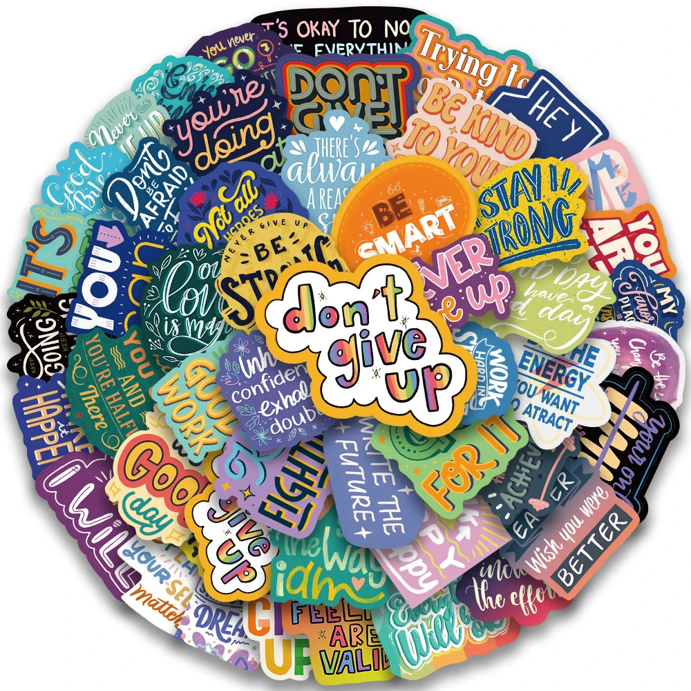 50Pcs Inspirational Stickers for Laptop, Phone, Luggage, Skateboard, Kids Gift