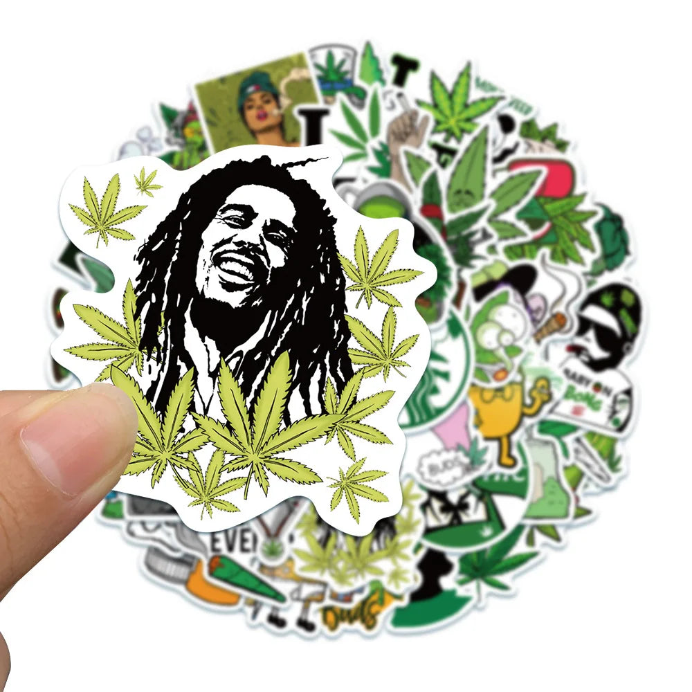 50/100pcs Waterproof Graffiti Stickers for Kids, Bike, Luggage, Guitar, Weed Leaf Decals