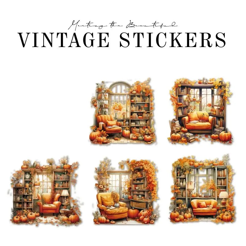 6Style 10pcs/pack Retro Sticker Pack Creative Study Garden Courtyard Handbook DIY Material Decoration Sticker