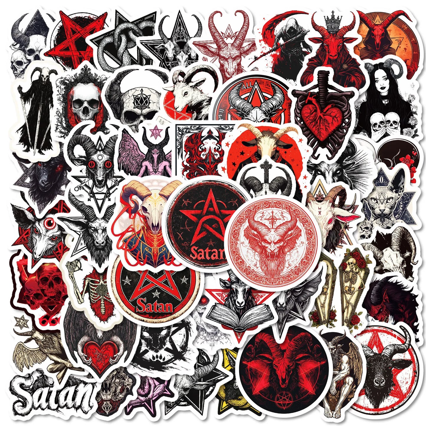 50pcs Horror Devil Satan Graffiti Stickers for Helmet Wall DIY Decoration