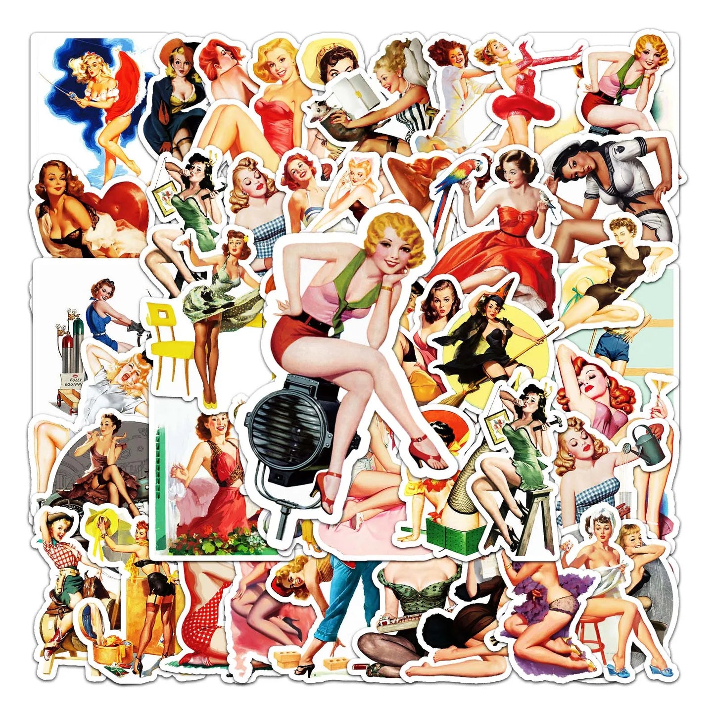 50Pcs Cartoon Girl Waterproof Vinyl Stickers for Skateboard Snowboard