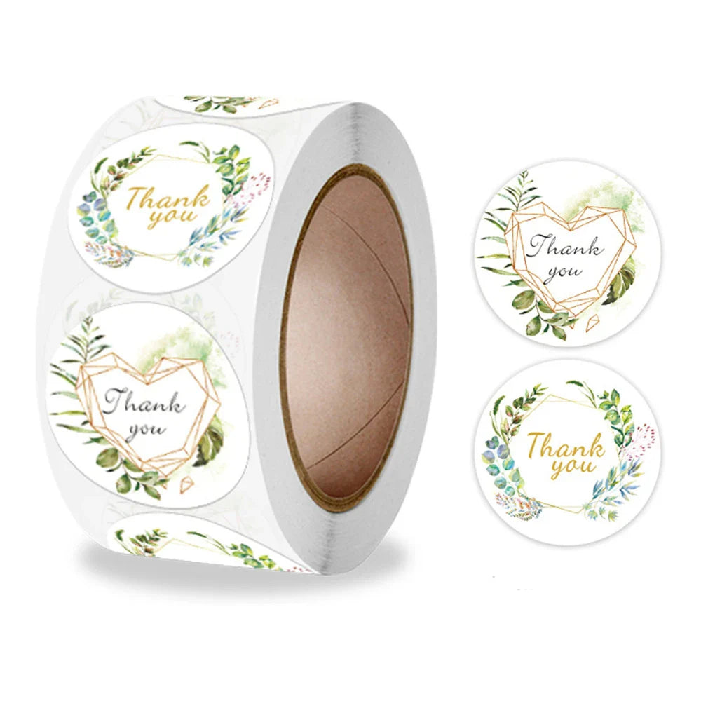 500 Heart Thank You Stickers for Business Packaging