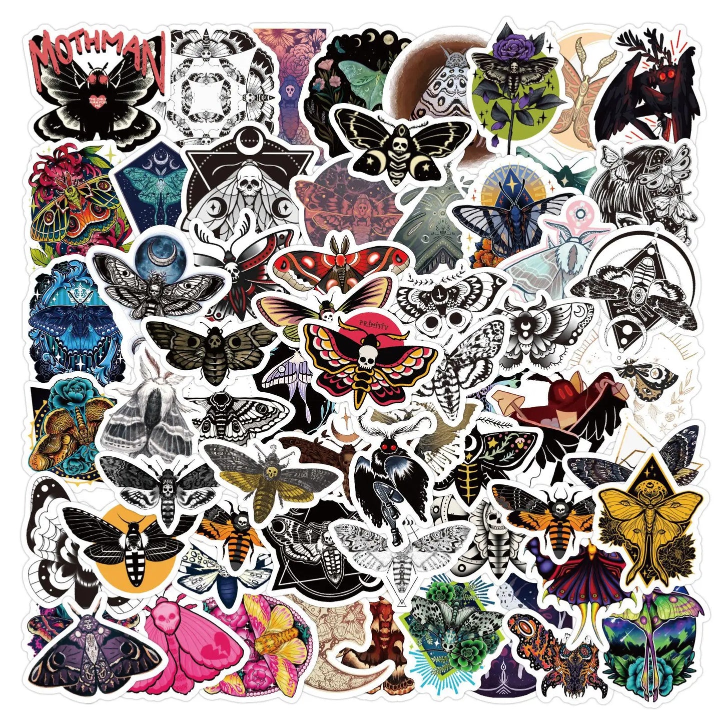 Dark Series Ghost Moth Horror Cartoon Stickers for Phone Laptop Luggage Skateboard Decals
