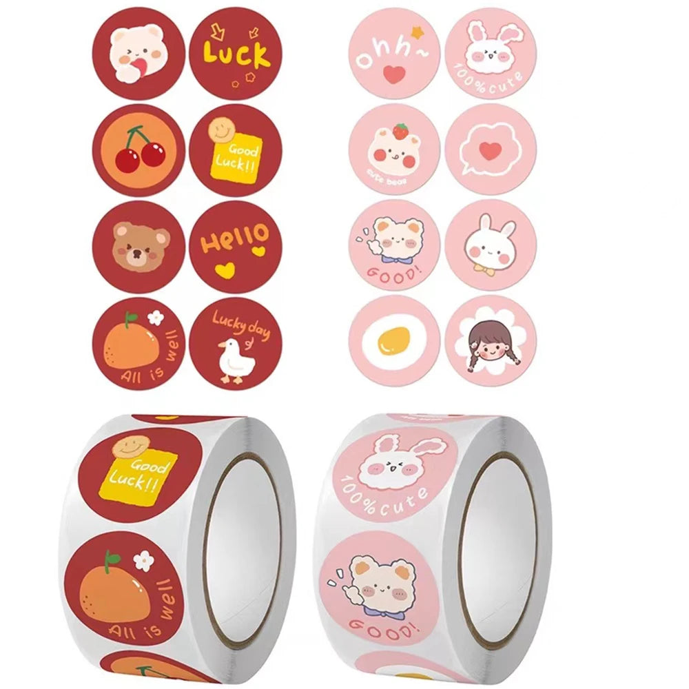 100-500pcs Cute Cartoon Sealing Stickers 1Inch Animal Scrapbook Envelope Gift Decor Labels Children Stationery Sticker