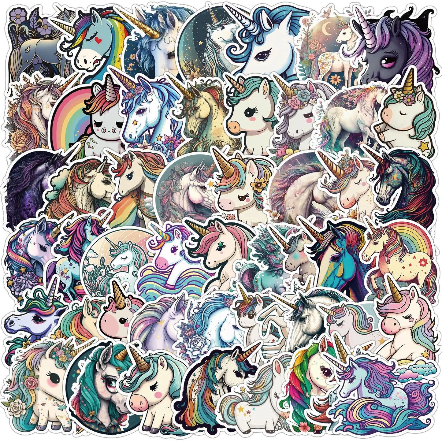 Unicorn Cartoon Stickers for Phone Laptop Luggage Skateboard - 10/30/50PCS