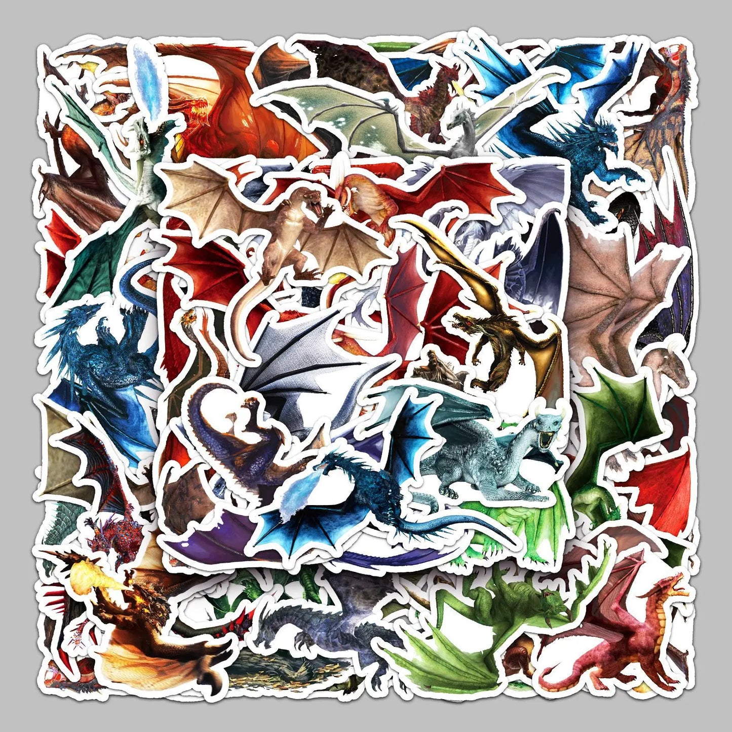 50pcs Cartoon Evil Dragon Graffiti Stickers for Helmet, Wall, DIY Decoration