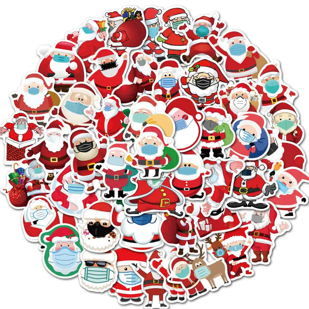 Christmas Santa Claus Stickers 10/30/50pcs for Suitcase, Skateboard, Laptop, Luggage, Phone