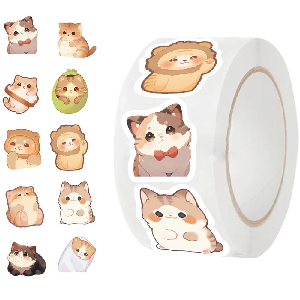 Cute Cat Stickers: 100-500pcs Reward & Thank You Labels