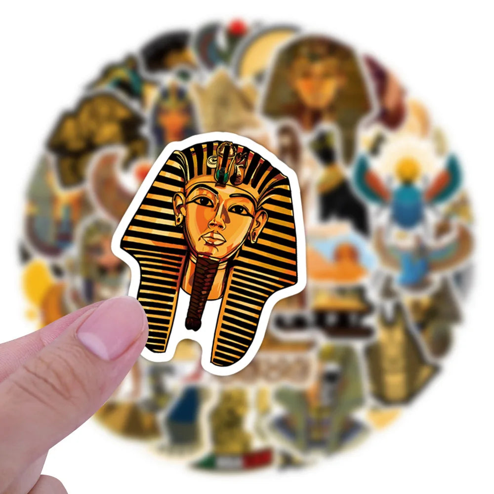 Ancient Egypt Cartoon Stickers Pack - Laptop, Luggage, Guitar, Bike Decals