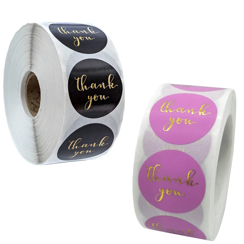 50-500pcs Round Thank You Gilding Powder Sealed Sticker Gift Store Holiday Party Decoration Label Scrapbook Stationery Sticker