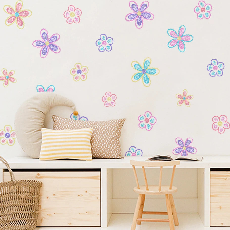 Daisy Flower Wall Stickers Bohemian Nursery Decor Removable Vinyl Decals