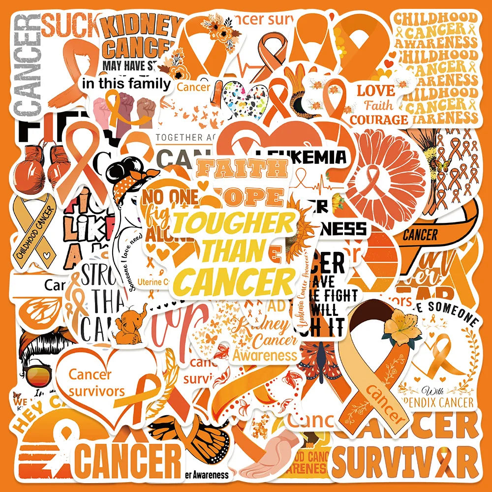 50pcs Leukemia Awareness Stickers for Helmet, Wall, DIY Decoration