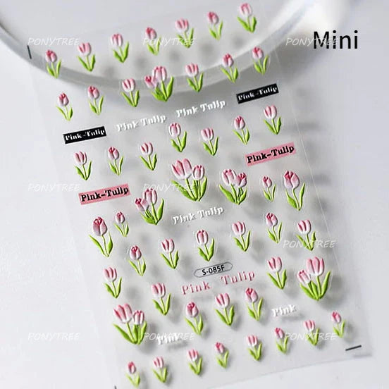Tulip Bloom Nail Art Stickers - Metal Frame Decals