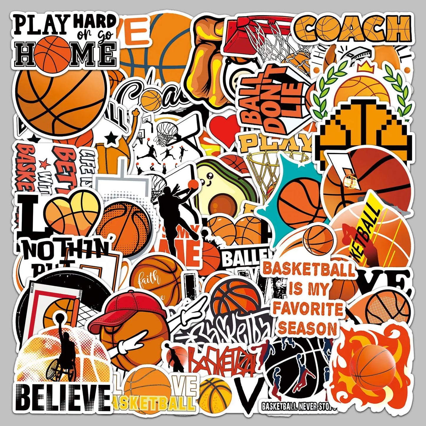 50Pcs Basketball Graffiti Stickers for Helmet, Wall, Desktop Decoration
