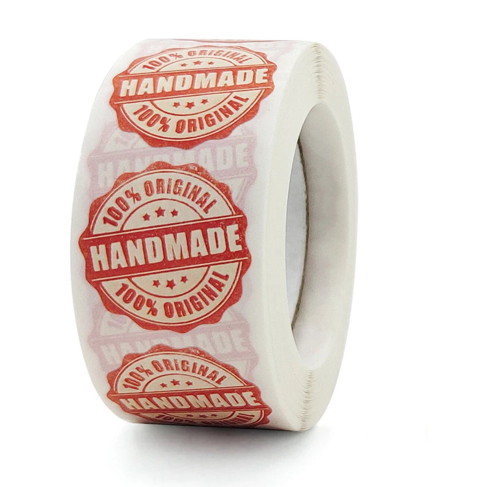 100-500pcs Handmade With Love Sticker For Cake Package Decoration Label Cute Kawaii Thank You Sticker Gift Sticker Red Paper