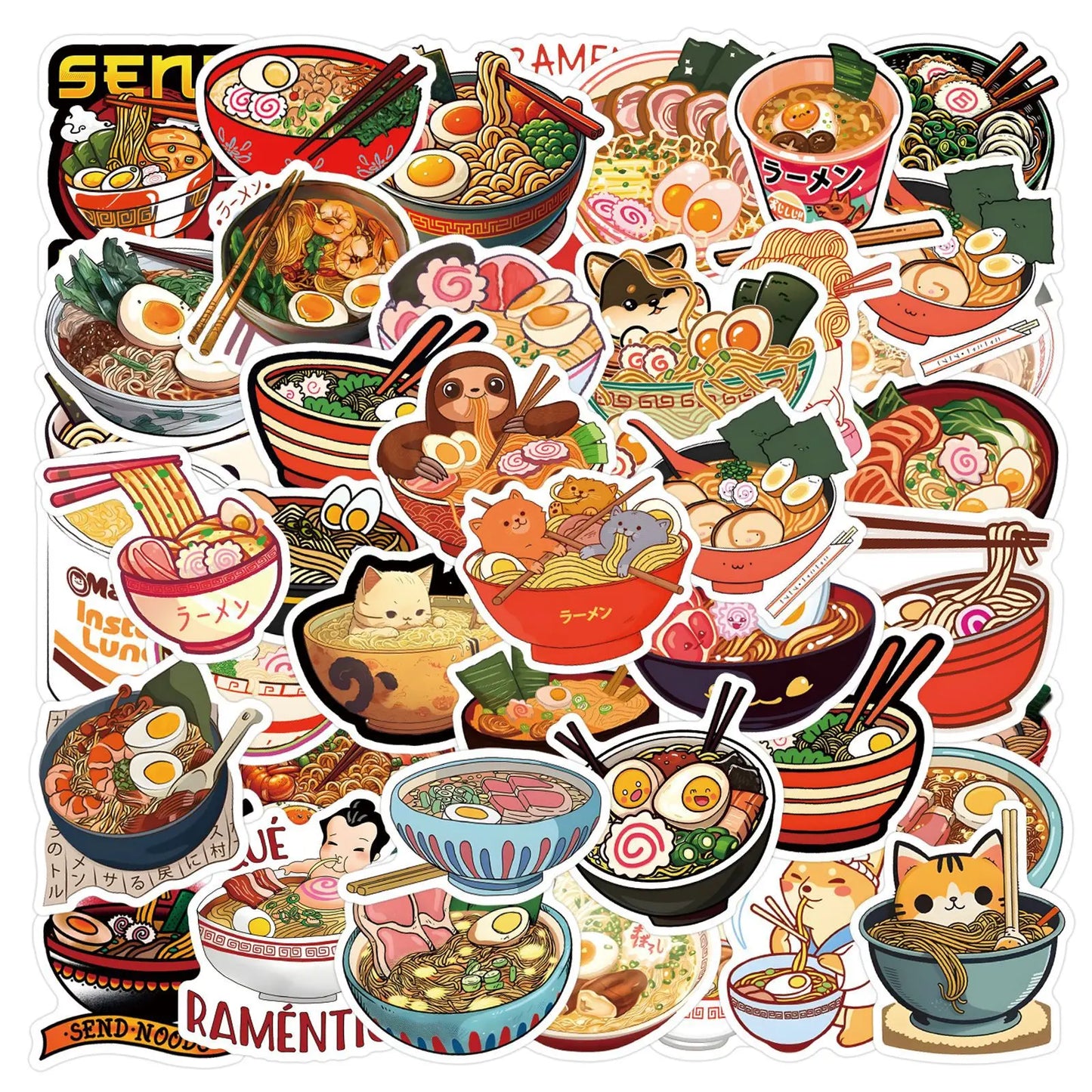 Pulled Noodles Cartoon Stickers 10/30/55PCS for Scrapbook, Laptop, Guitar, Car, Bike Decals