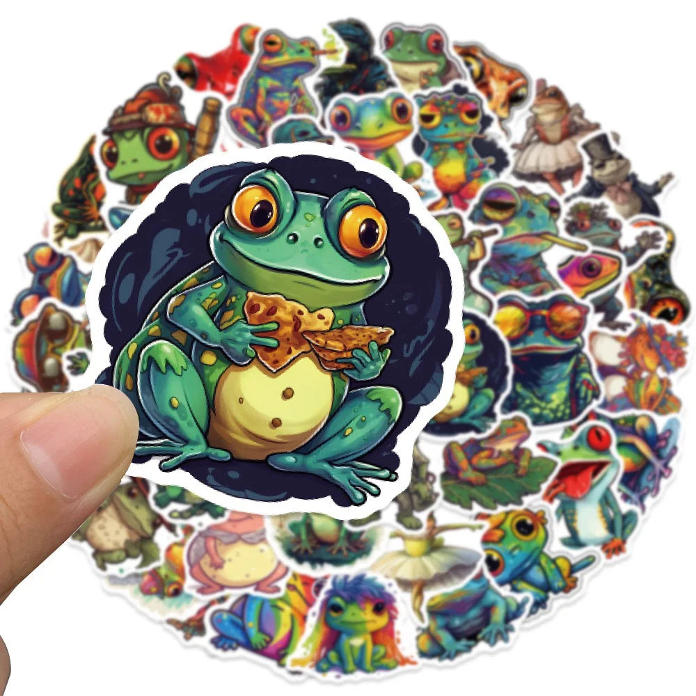 10/30/51PCS Colorful Psychedelic Frog Cartoon Stickers DIY Laptop Luggage Skateboard Graffiti Decals Fun for Kid Toys Gift