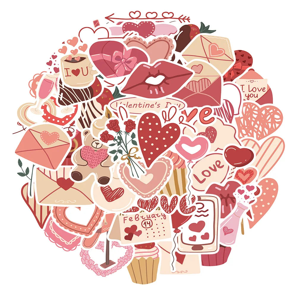 Valentine's Day Love Stickers for Suitcase Laptop Luggage Fridge Phone Car