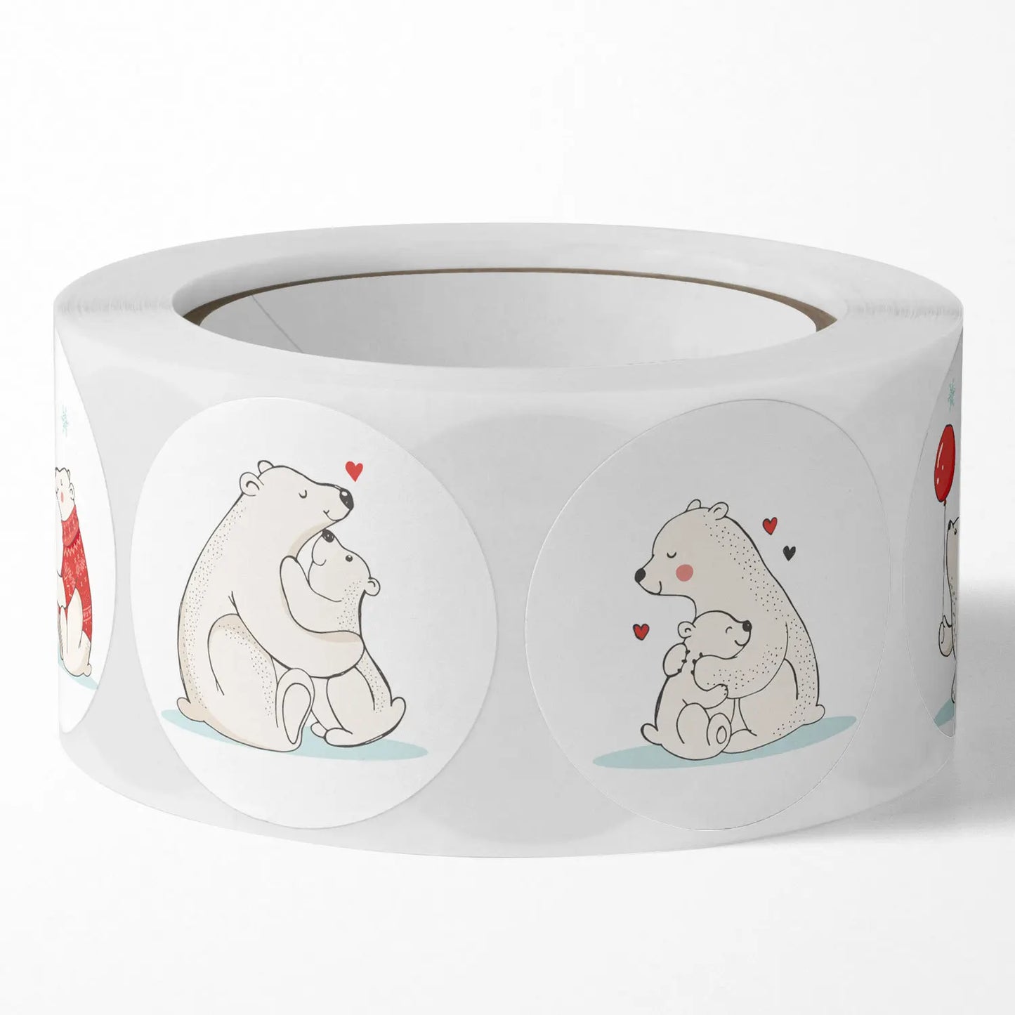 100-500 Pcs Round Cute Animal Polar Bear Party Adhesive Diy Seal Stickers Decorative Album Diary Cartoon Kawaii Label Decor