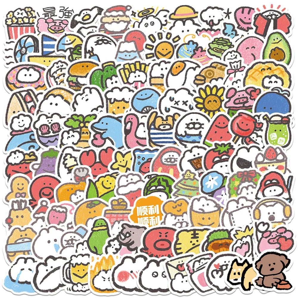 100 Pcs Cute Anime Stickers for Laptop, Skateboard, Bicycle, Fridge, Waterproof Decals