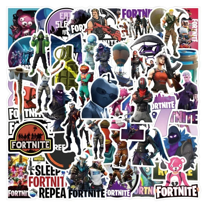 55pcs Fortnite Graffiti Stickers for Laptop, Phone, Scooter, Water Bottle, Suitcase, Stationery