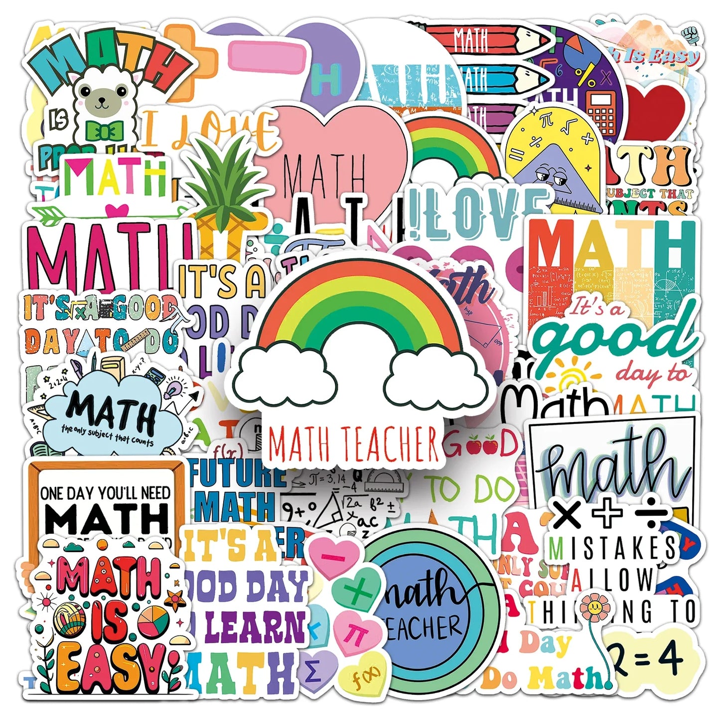 50Pcs Math Cartoon Waterproof Vinyl Stickers for Skateboard Snowboard