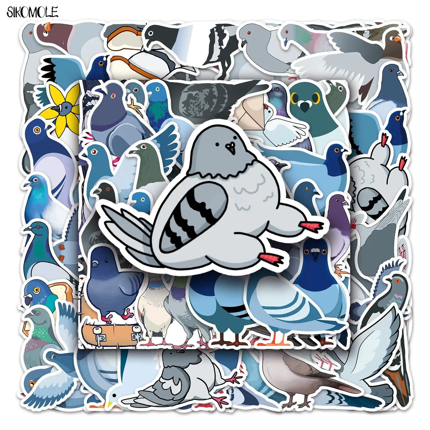 Cute Dove Bird Stickers 10/30/50pcs for Laptop, Suitcase, Skateboard, Guitar, Kids Gift