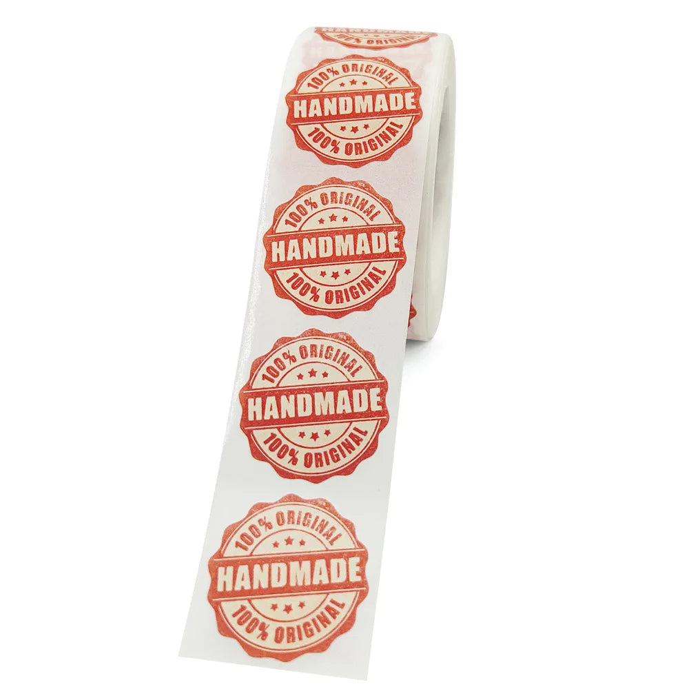 100-500pcs Handmade With Love Sticker For Cake Package Decoration Label Cute Kawaii Thank You Sticker Gift Sticker Red Paper