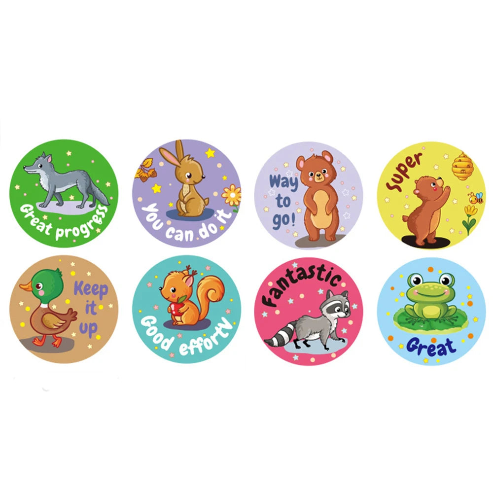 100-300pcs NEW Kids' Motivational Stickers Cute Animal Reward Sticker Friendly Campus Office Classification Self-adhesive label