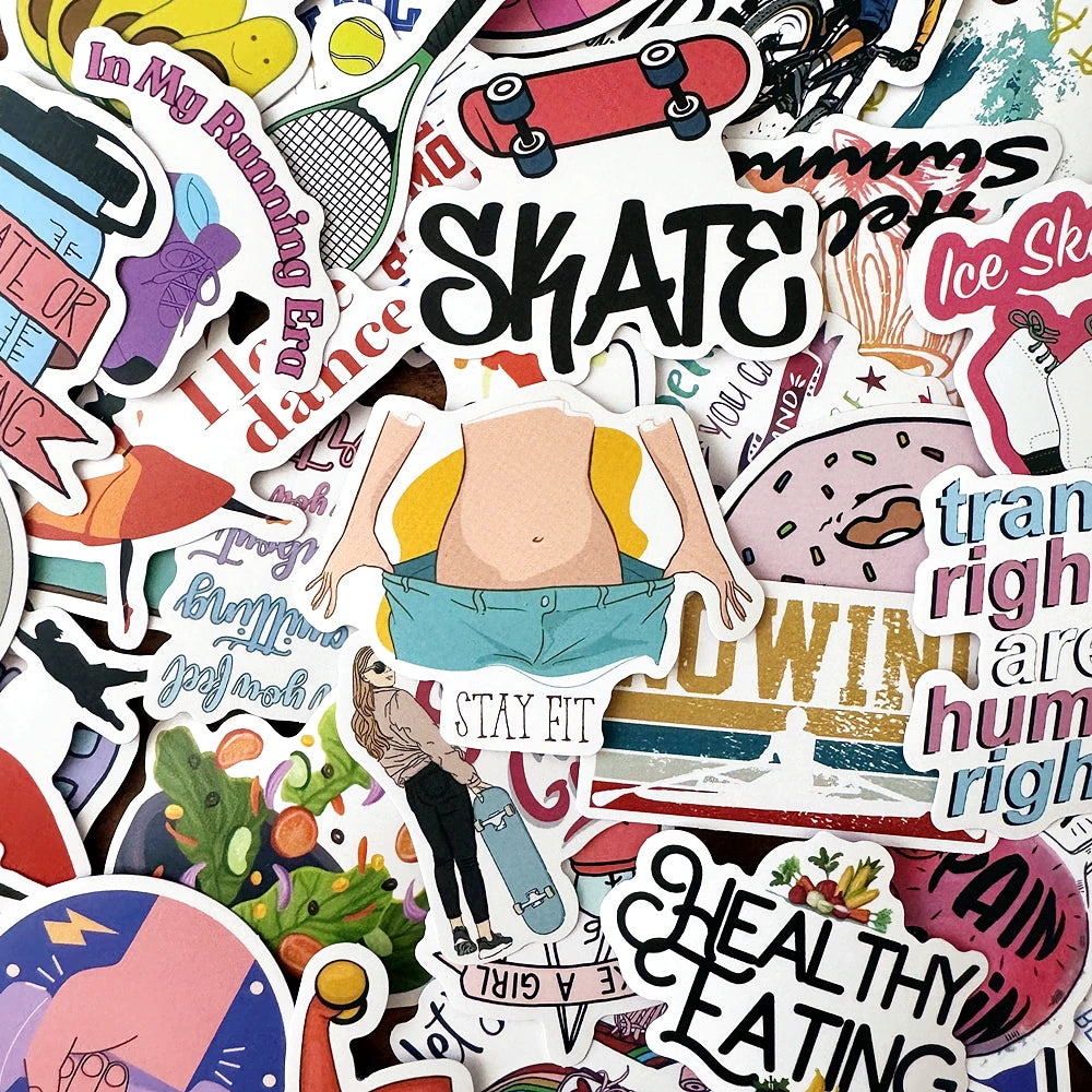 Stay Fit Weight Loss Fitness Stickers 10/50Pcs for Phone, Laptop, Water Bottle